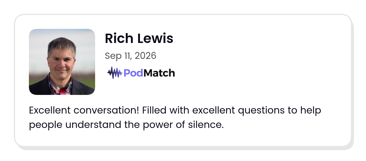 PodMatch guest review by Rich Lewis, dated September 11, 2026